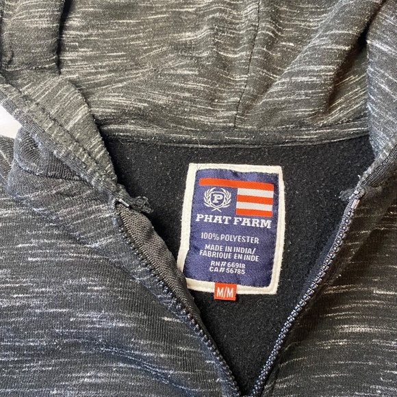 Vintage Y2K Phat‎ Farm Black Gray Full Zip Hoodie Jacket - Picture 7 of 8